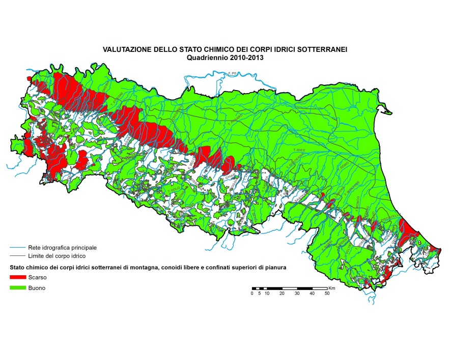 Stato chimico dei corpi idrici sotterranei montani, conoidi libere e confinati superiori di pianura (2010÷2013) 