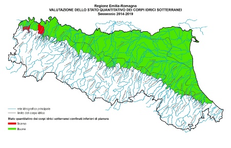 Figura 5: Stato quantitativo dei corpi idrici sotterranei confinati inferiori di pianura (2014-2019) 
