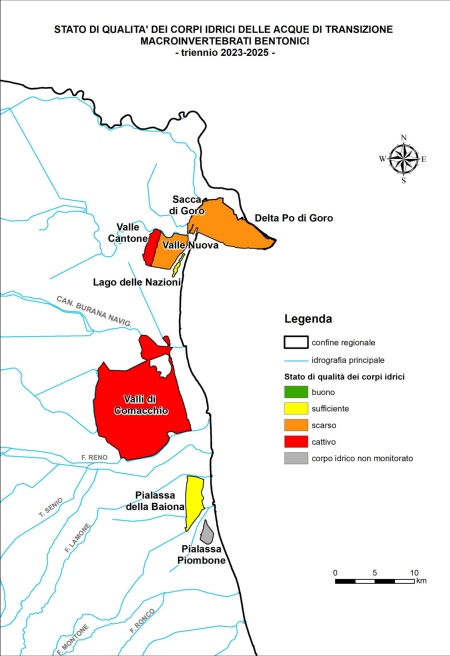 Figura 1: Stato di qualità dei corpi idrici per il macrobenthos (2023÷2025)