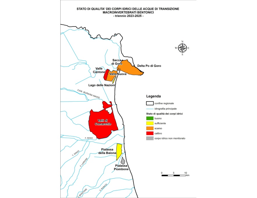 Rappresentazione territoriale dello stato di qualità dei corpi idrici per il macrobenthos (2023÷2025)