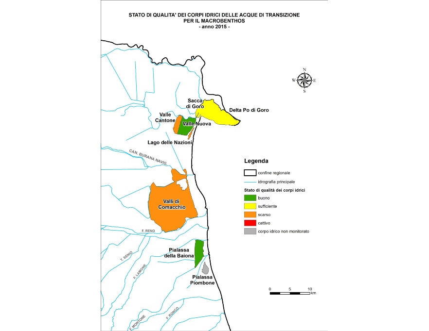 Rappresentazione territoriale dello stato di qualità dei corpi idrici per il macrobenthos (2015)