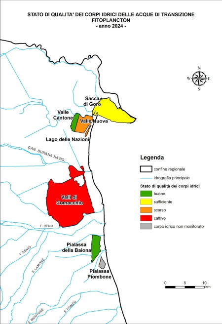 Figura 5: Stato di qualità dei corpi idrici delle acque di transizione, EQB Fitolplancton valutato tramite l'indice MPI (2024)