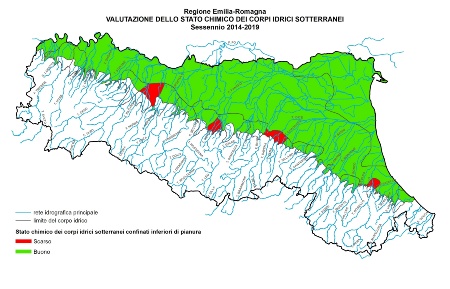 Figura 5: Valutazione dello stato chimico dei corpi idrici sotterranei confinati inferiori di pianura (2014÷2019)