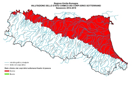 Figura 3: Valutazione dello stato chimico dei corpi idrici sotterranei freatici di pianura (2014÷2019)