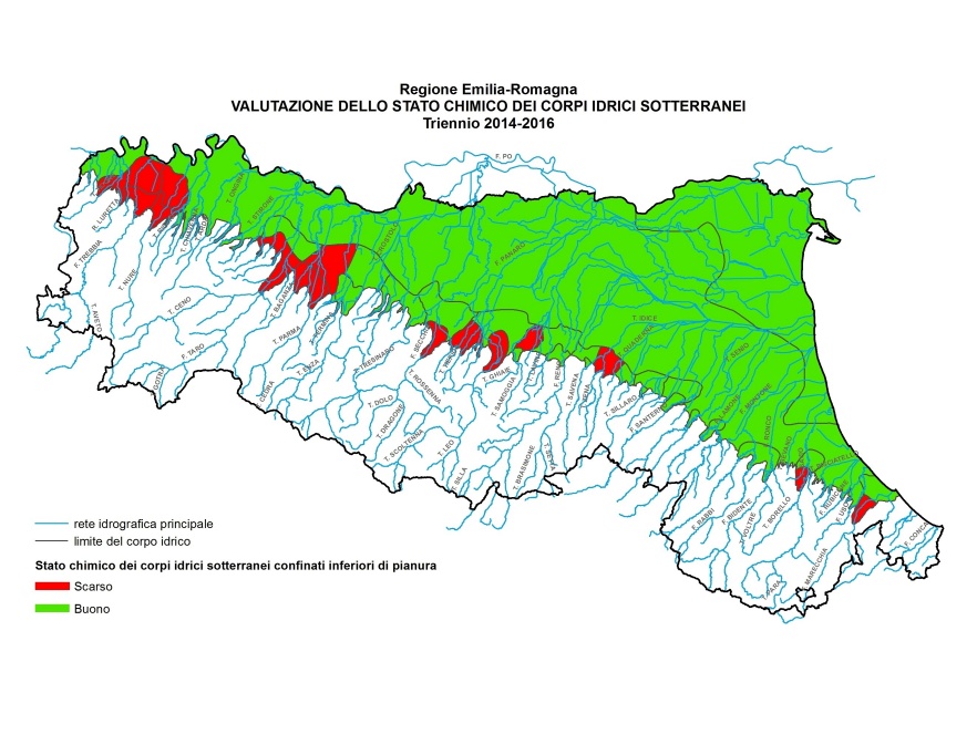 Stato chimico dei corpi idrici sotterranei confinati inferiori di pianura (2014-2016) 