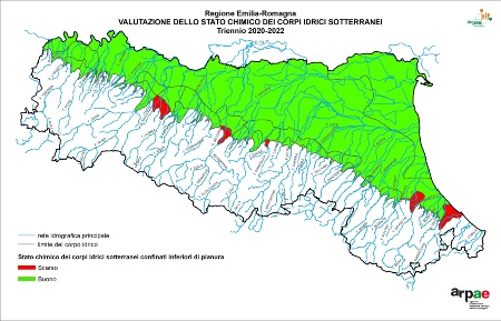 Figura 5: Valutazione dello stato chimico dei corpi idrici sotterranei confinati inferiori di pianura (2020÷2022)