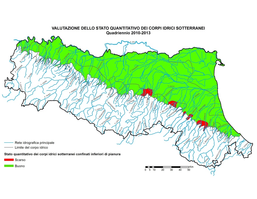 Stato quantitativo dei corpi idrici sotterranei confinati inferiori di pianura (2010÷2013) 