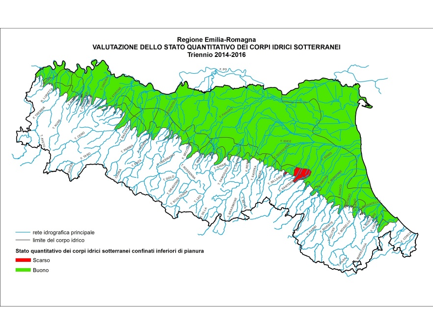 Stato quantitativo dei corpi idrici sotterranei confinati inferiori di pianura (2014÷2016) 