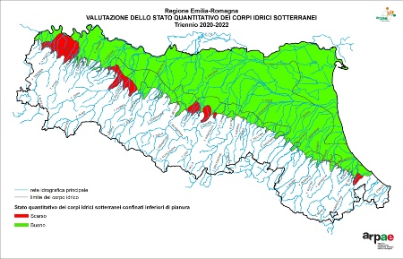 Figura 5: Stato quantitativo dei corpi idrici sotterranei confinati inferiori di pianura (2020-2022) 