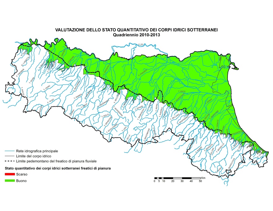 Stato quantitativo dei corpi idrici sotterranei freatici di pianura (2010÷2013)