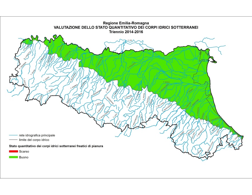 Stato quantitativo dei corpi idrici sotterranei freatici di pianura (2014÷2016)