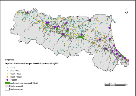 Figura 1: Impianti di depurazione delle acque reflue urbane al servizio degli agglomerati di consistenza ≥ 2.000 AE (2020)