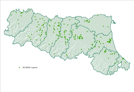 Figura 1: Distribuzione territoriale delle registrazioni EMAS rilasciate a siti, in Emilia-Romagna (2023) 