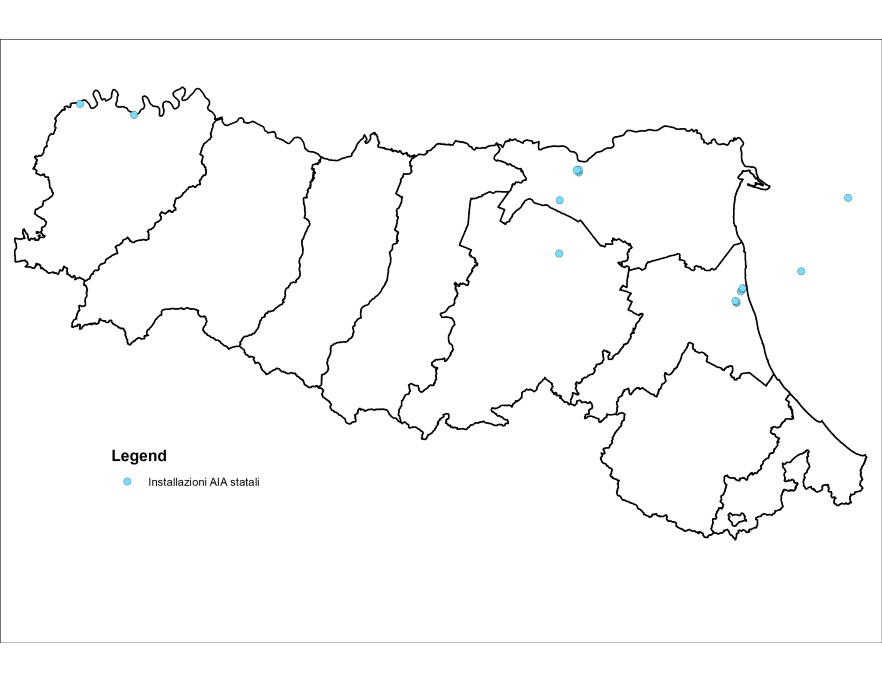 Distribuzione territoriale delle installazioni soggette ad AIA statale (All. XII DLgs 152/2006), suddivise per tipologia attività (2022)