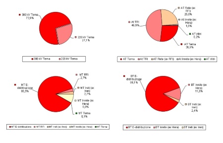 Figura 3: Consistenza delle linee elettriche AAT/AT/MT/BT, diversificate per tensione e gestore (2024)