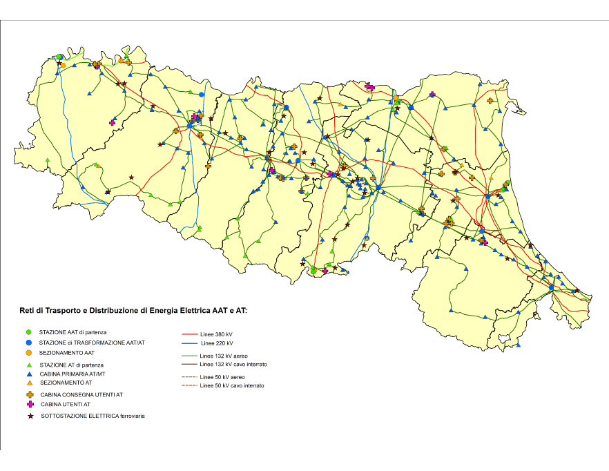 Mappa regionale elettrodotti AAT e AT, linee ed impianti (agg. 2020)