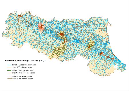 Figura 2: Mappa regionale elettrodotti MT (2021)