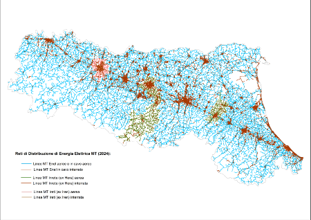 Figura 2: Mappa regionale elettrodotti MT (2024)