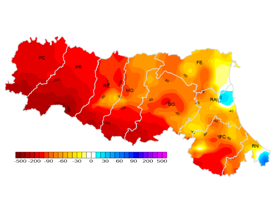 Anomalia delle precipitazioni - valori medi autunno (2022)