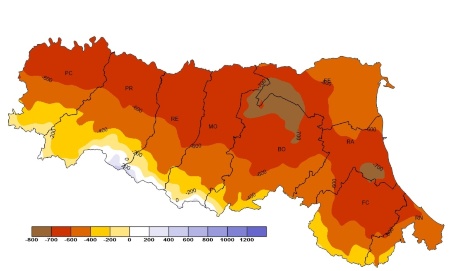 Figura 2: Bilancio Idro-Climatico, distribuzione territoriale dei valori (2021) 