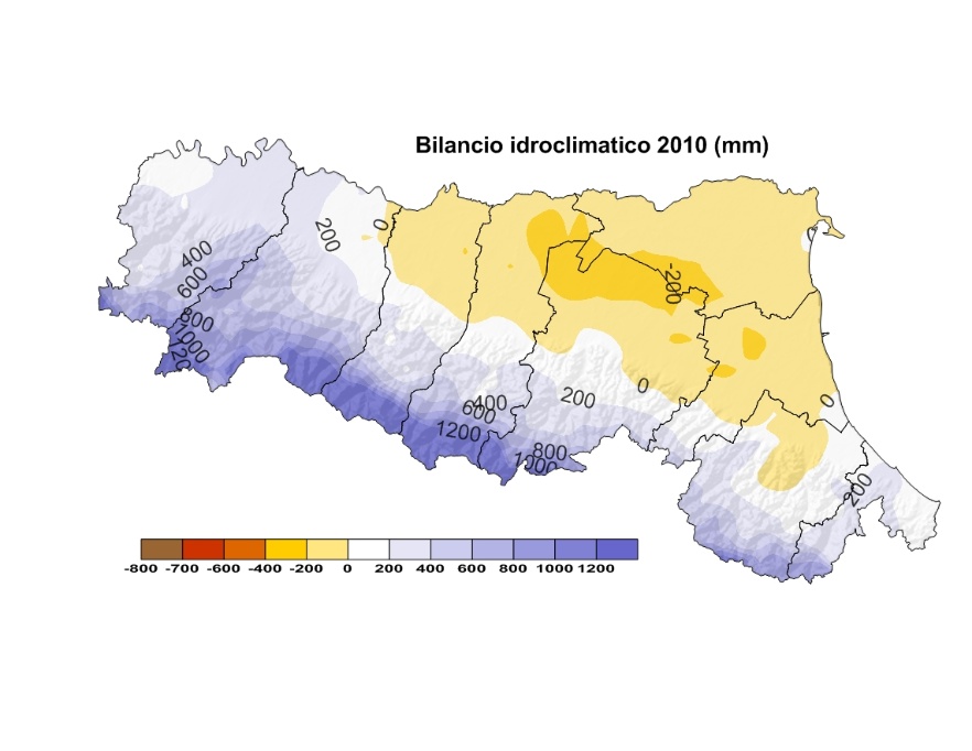 Bilancio Idro-Climatico, distribuzione territoriale dei valori (2010) 