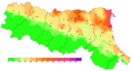 Figura 2: Indice di Thom, numero di giorni superiori alla soglia 25, dal 01/04/2024 al 30/09/2024