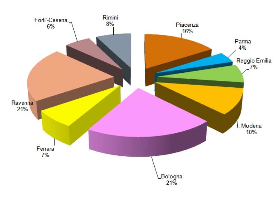 Ripartizione percentuale della produzione di rifiuti speciali per provincia (2012)