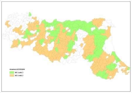 Figura 1: Mappa dei Comuni con studi di microzonazione sismica adeguati agli standard regionali e nazionali