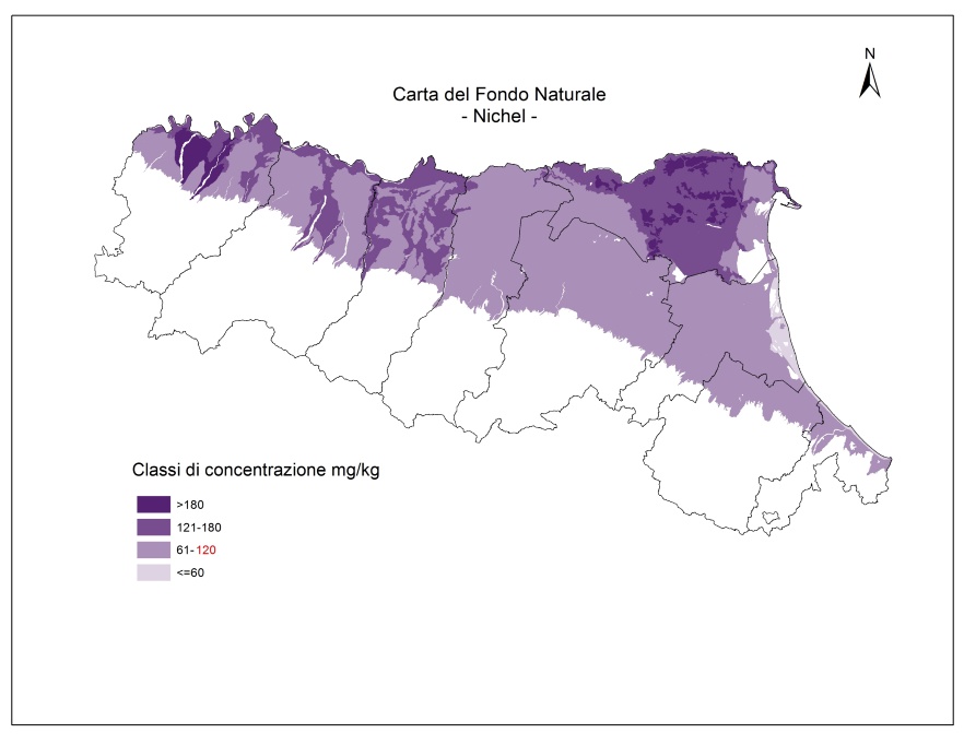 Nichel - Carta del contenuto naturale della pianura emiliano-romagnola 