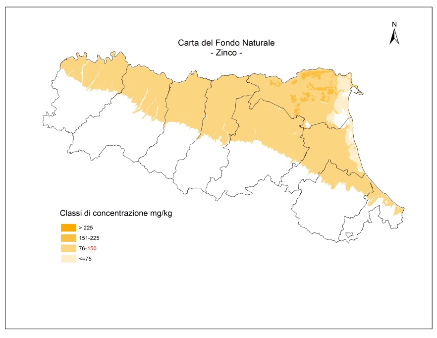 Zinco - Carta del contenuto naturale della pianura emiliano-romagnola 